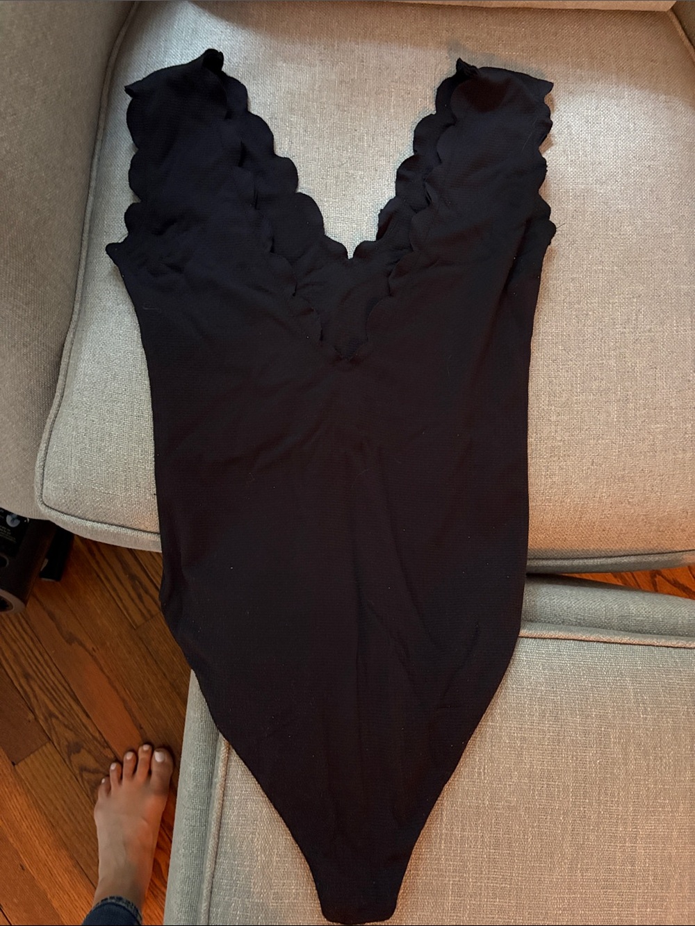 Marysia Swim Black Scalloped-Edge One-Piece Bodysuit - Picture 3 of 8